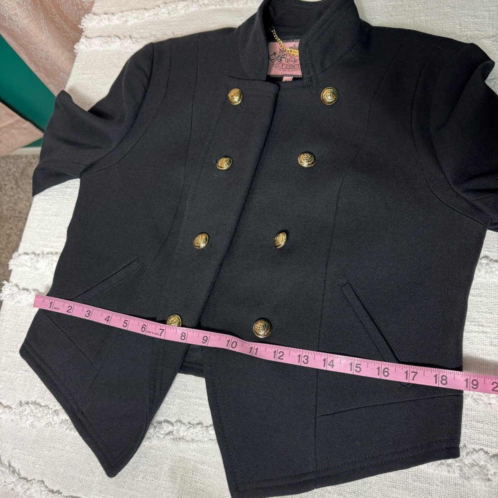 Juicy Couture Y2K 2009 Black Military Style Wool Double Breasted Jacket Sz M - Picture 8 of 14